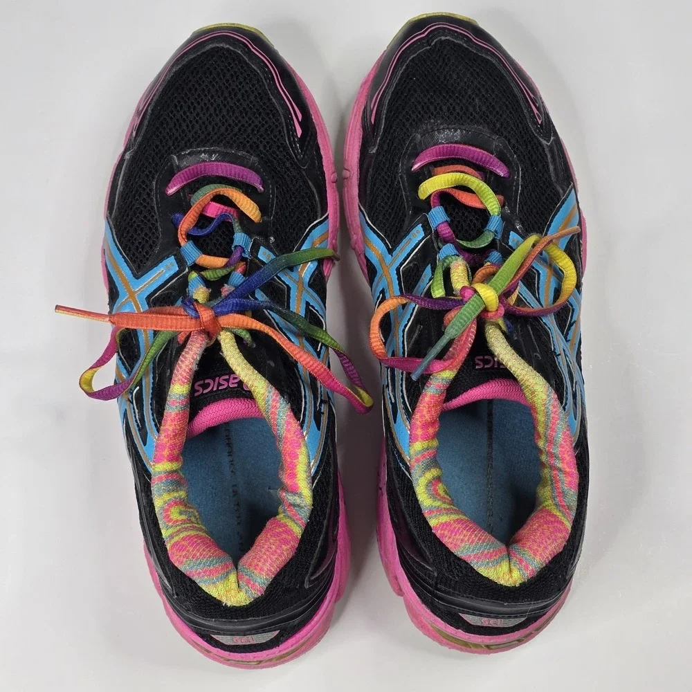 ASICS GEL Shoes Womens Size 9.5 Black Multicolor‎ Running Sneakers T27BQ